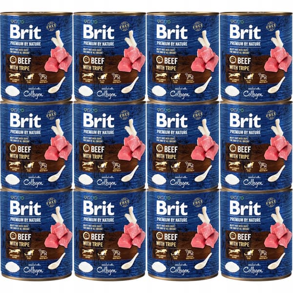 Brit Premium våtfoder för hundar 12x800g nötkött och vom