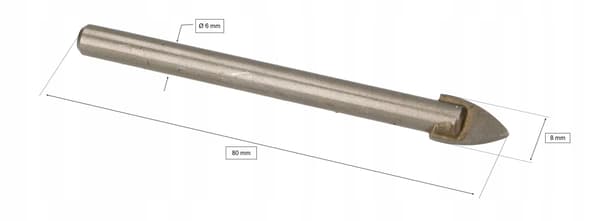 8 mm borr för glasplattor