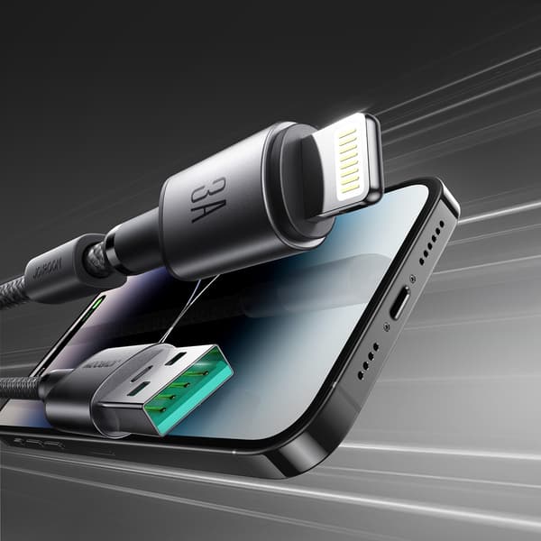 USB-A - iPhone Lightning-kabel med magnetisk hållare 1,2m - grå