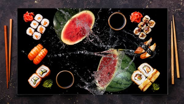 Glasskydd för spishäll 90x52 Vattenmelon