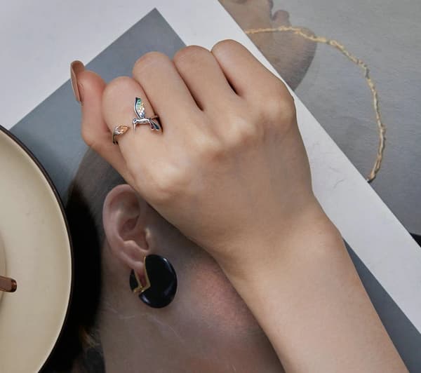 Anillo de colibrí de plata ajustable S925