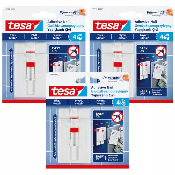 TESA justerbar självhäftande spik 4 kg 3-pack