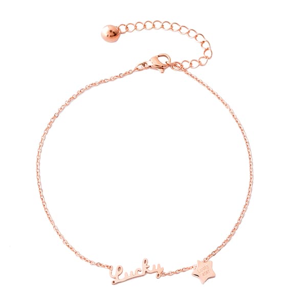 PULSERA DE TOBILLO DE LA SUERTE DE ORO ROSA