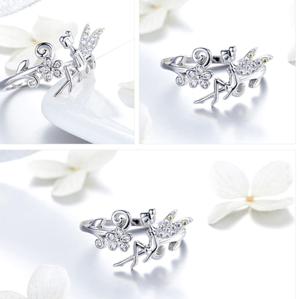 Anillo de hada de cuento de hadas en plata 925