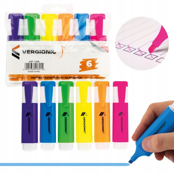 SKOLEKONTOR HIGHLIGHTER 6 PASTELFARVER