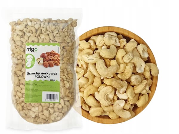 Cashewnødder i halve (500g) - MIGOgroup