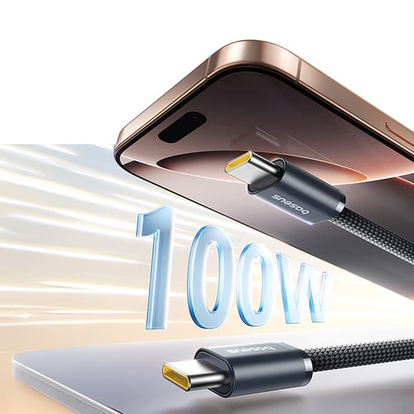 Filtfri USB-C 100W 1m kabel - Sort