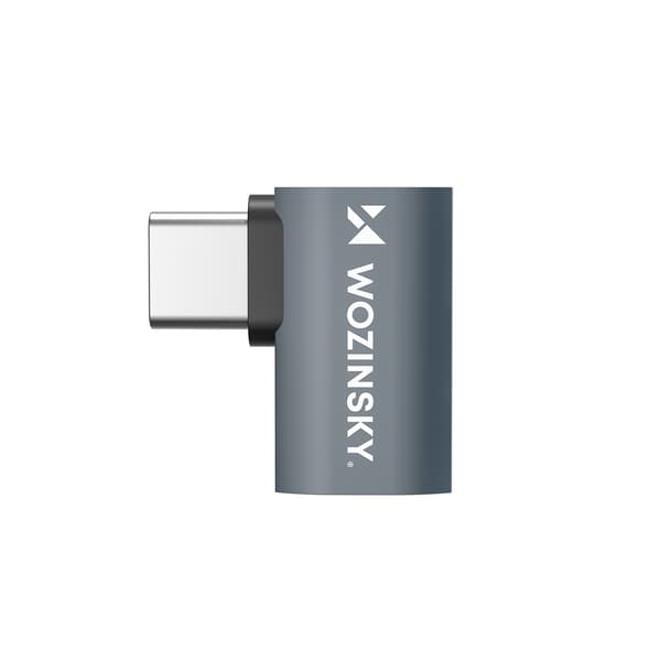 Sidevinklet USB-C adapter 40Gb/s 240W 8K OTG - grå