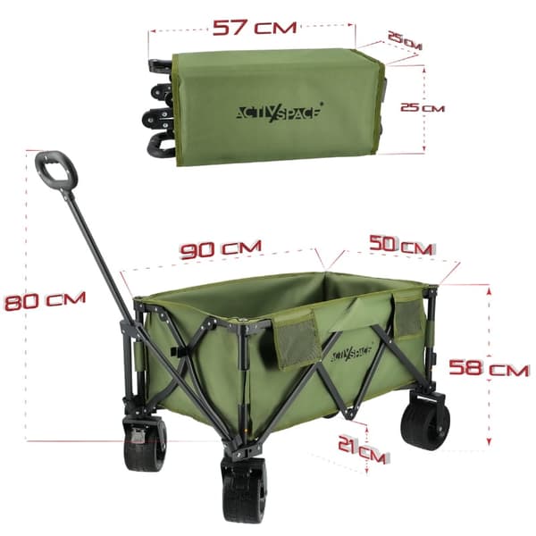 Premium foldbar strandcampingvogn - Armygrøn