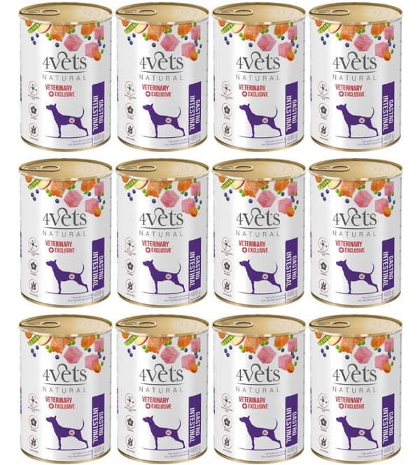 4VETS Naturligt Gastrointestinalt Hundfoder - våtfoder för hundar - 12x400 g