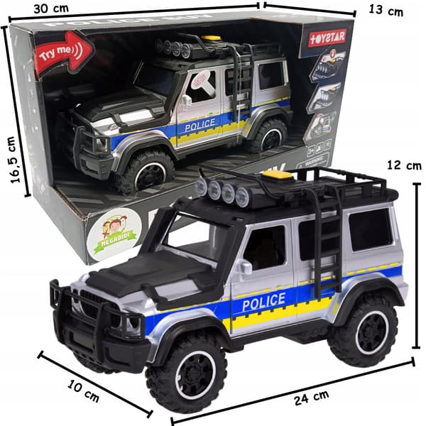 Polis-SUV med kørsel, lys, lyd og åbningsdøre