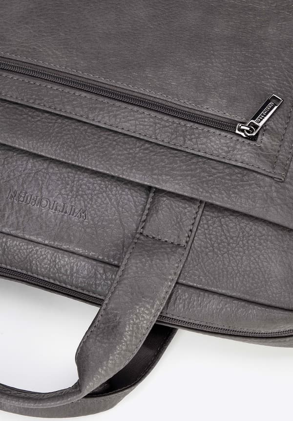 Wittchen herre 17" laptoptaske i grå imiteret læder