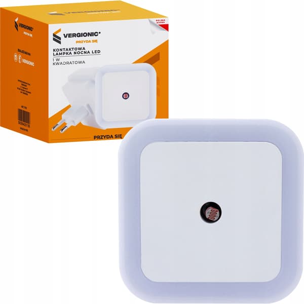 Vergionic 1W LED-natlys med skumringssensor til stikkontakt