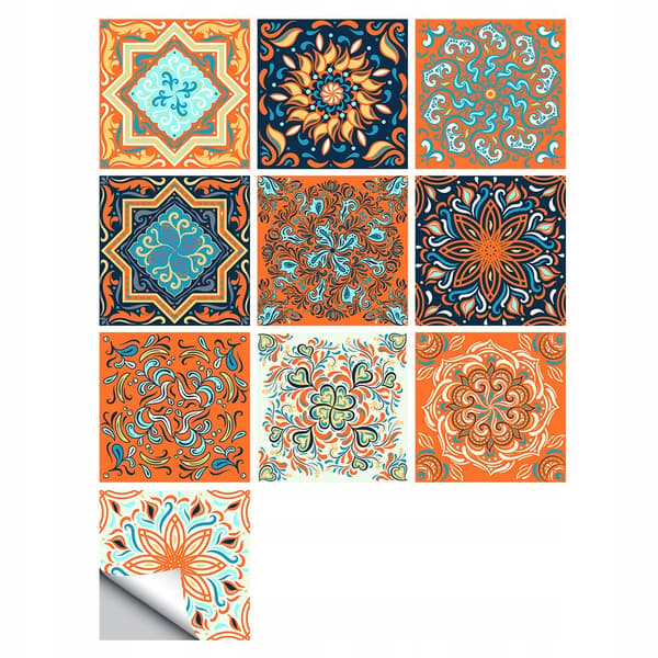 Selvklæbende PVC-fliser med patchwork-paneler, sæt med 10 tapeter 20x20cm zm-06-024