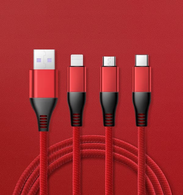 3-in-1 KAAPELI IPHONE / MICRO USB / TYPE-C -LAITTEELLE Koanni kb13_RED