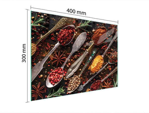 GLAS SKÆREBRÆT 40x30 KRYDDERIER