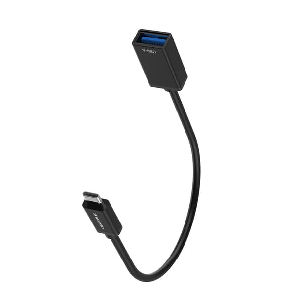 USB-C (uros) - USB-A (naaras) OTG-sovitin - musta