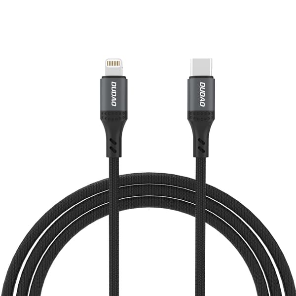 Flettet USB-C Kabel - iPhone Lightning 30W 1,2m - Sort