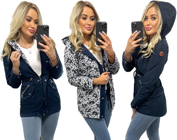 Vendbar parka med hættekapsel 3 farver L beige