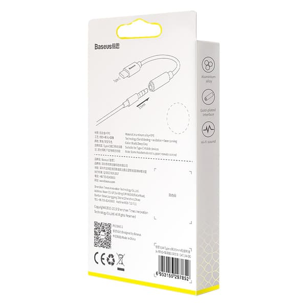 Hovedtelefonadapter USB-C - mini-jack 3,5 mm DAC 24 bit 48KHz - grå