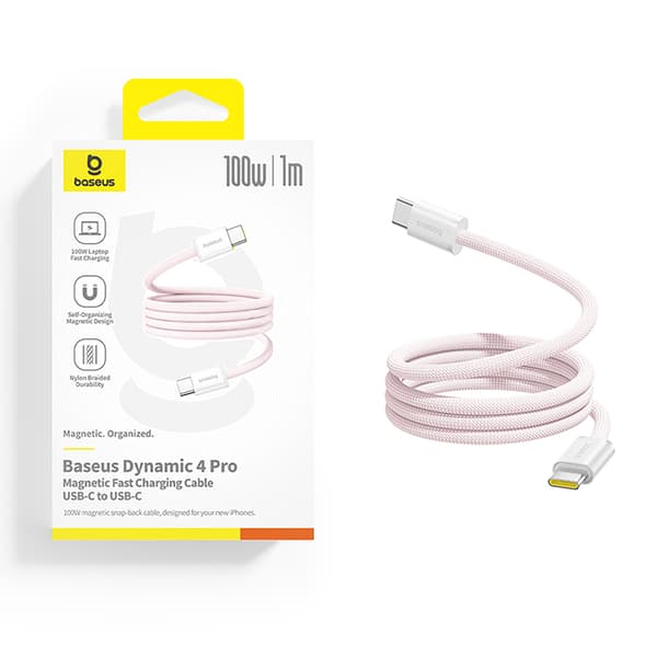 Selvsamlende USB-C Dynamic 4 Pro 100W 1m kabel - Pink