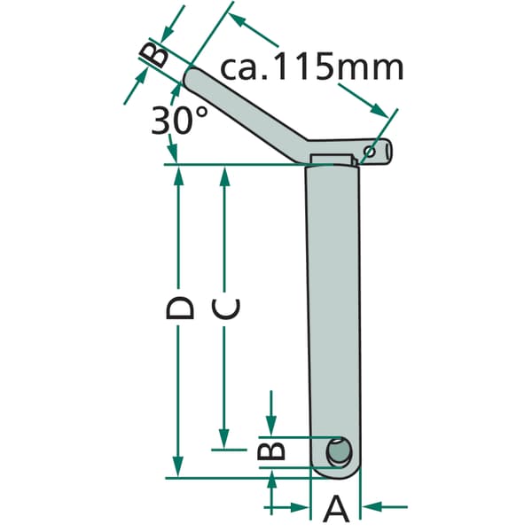 Trækstangsbolt kat. 3 diameter 37 mm længde 151 mm uden kæde