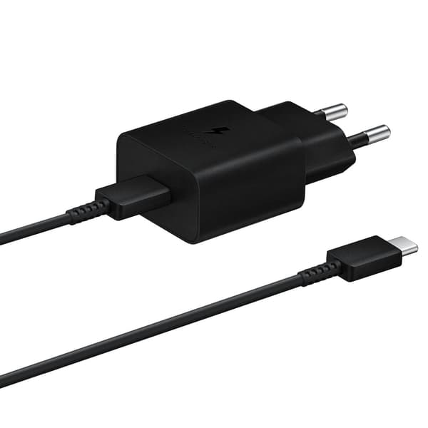 USB-C 15W PD AFC vægoplader + USB-C kabel sort