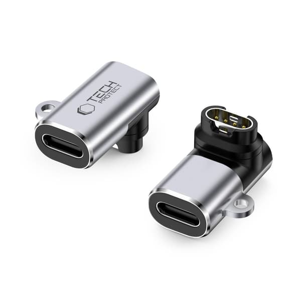 Vinklad USB-C adapter för Garmin-klocka - grå