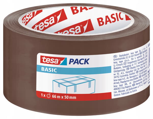Tesa BASIC packband 66 m x 50 mm, brunt