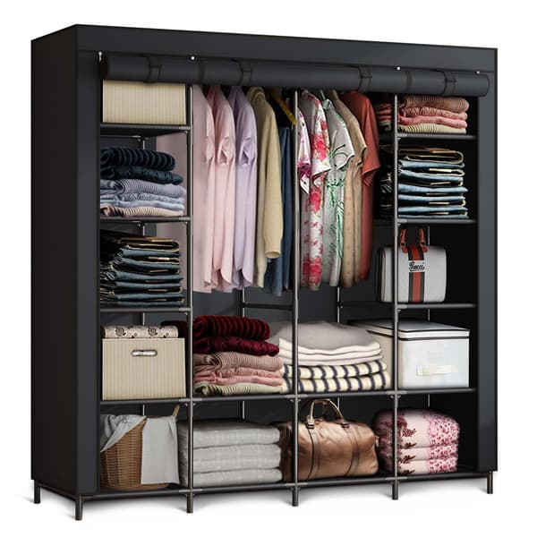 Stor tekstilgarderobe Massido MS-804 sort