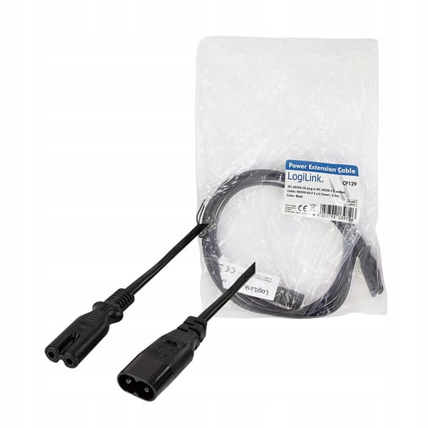 LogiLink CP129 IEC C8 > C7 strømforlængerkabel sort 2m
