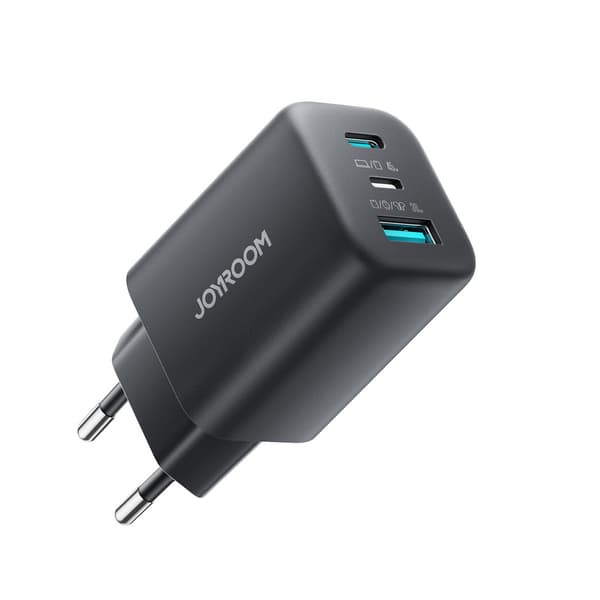 USB-C iPhone Lightning USB-A GaN 45W Vægoplader - Sort