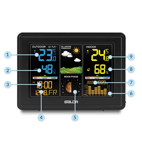 Väderstation med display BD-907 svart