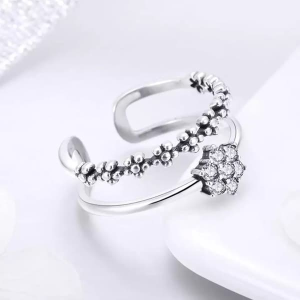 Silver Justerbar Dubbelring 925 Silver