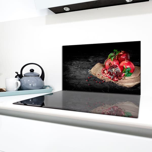 Lasinen suojalevy liedelle 90x52 Granat