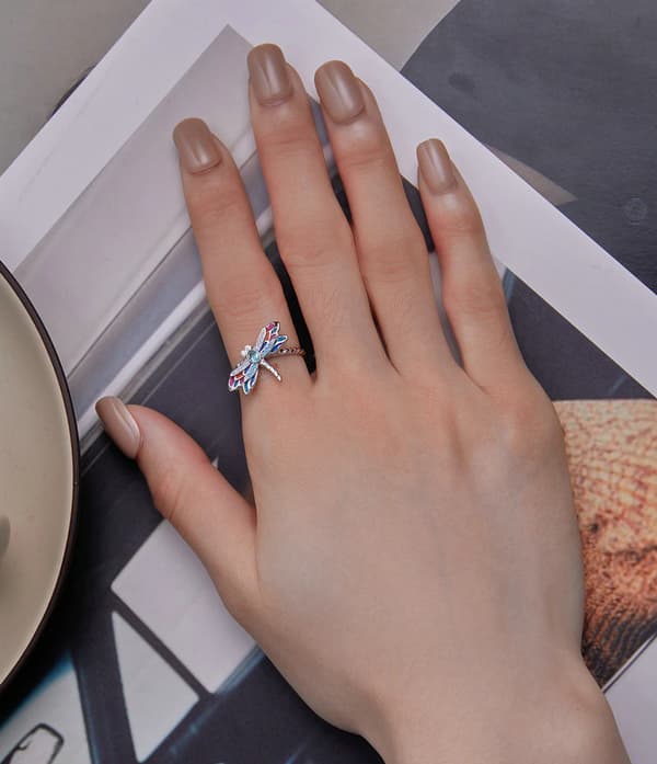 Silvertrollslända Ring Justerbar S925 Silver
