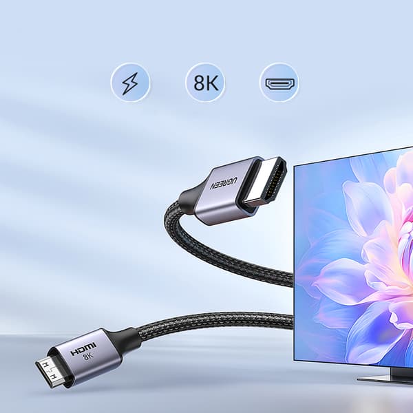 Mini HDMI-kabel - HDMI 2.1 8K 1m - grå