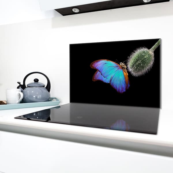 Lasinen suojalevy liedelle 80x52 Butterfly