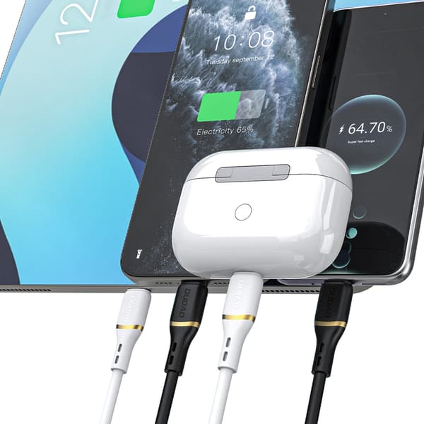 USB-C - iPhone Lightning-kabel med silikonfläta 30W 1m - svart