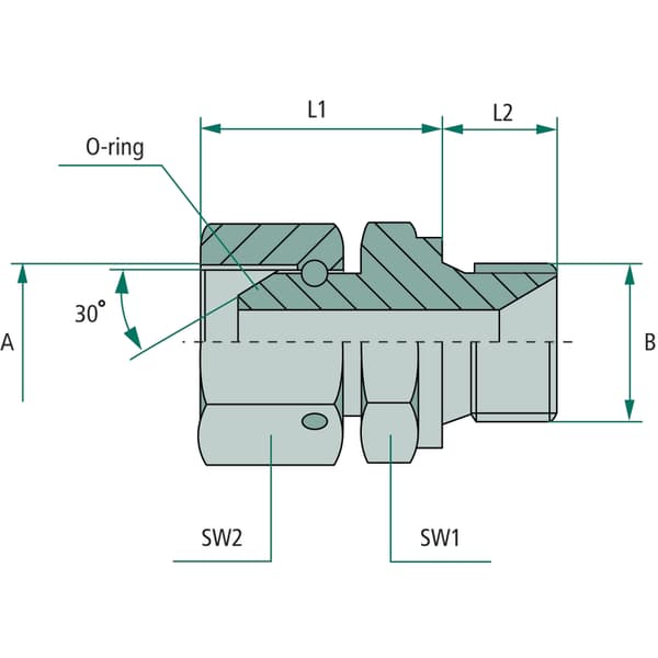 Suora hydrauliikkaliitin GA G1/2" x G1/2" 31mm