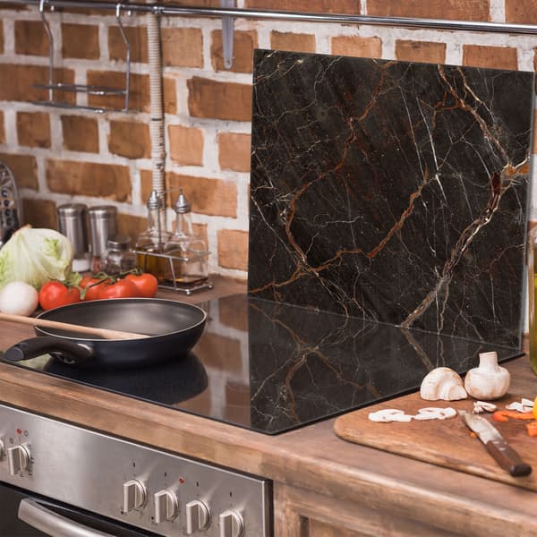 Glasskydd för spishäll 60x52 Marmor
