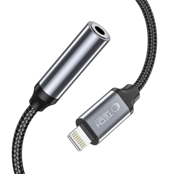 iPhone Lightning til 3,5 mm mini-jack adapter - sort