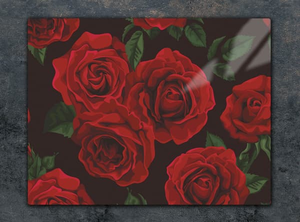 GLASSKÆREBRÆT 52x40 ROSER