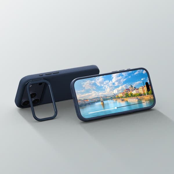 iPhone 17 Pro Max Glamour-cover med stativ - Blå