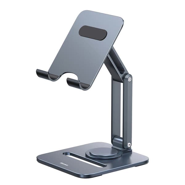 Foldbar drejelig tabletholder i aluminium - grå