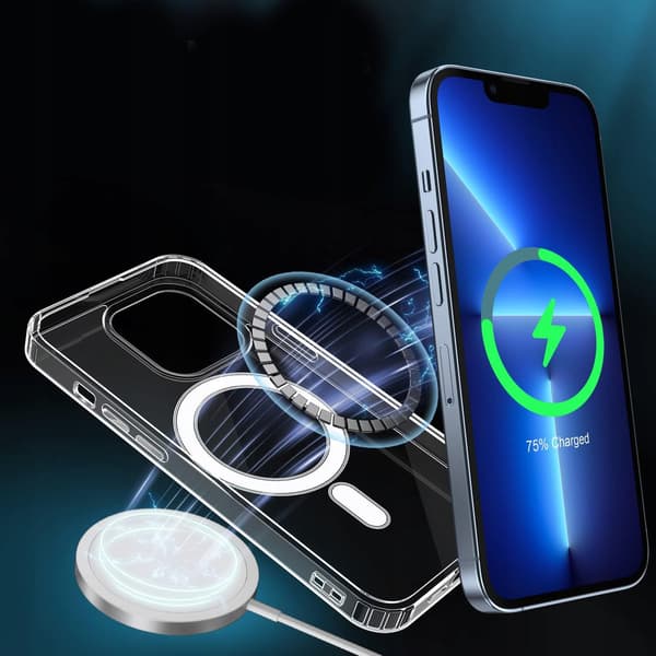 MAGNETISK ETUI TIL IPHONE 13 PRO MAX KLART ETUI + GLAS