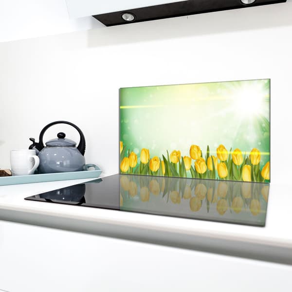 Glasskydd för spishäll 90x52 Tulpaner