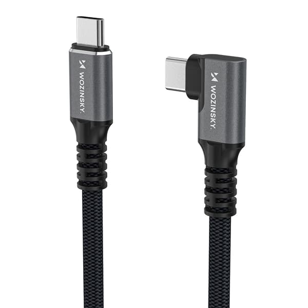 Thunderbolt 4 USB-C 240W 4K 1m vinklet kabel - sort
