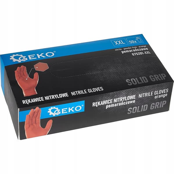 GEKO Solid Grip nitrilhandsker orange XXL 50 stk.