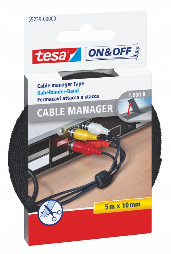 Tesa kardborrbånd 5m svart
